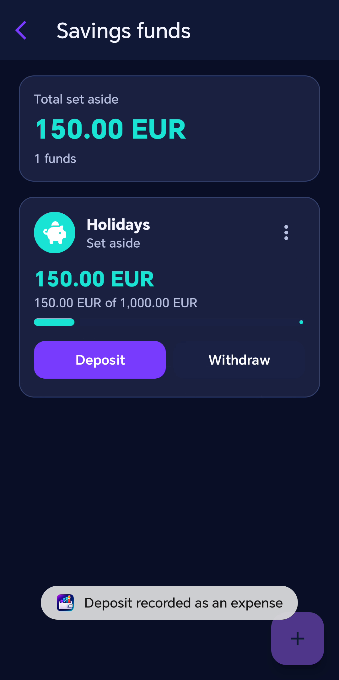 Savings plan progress