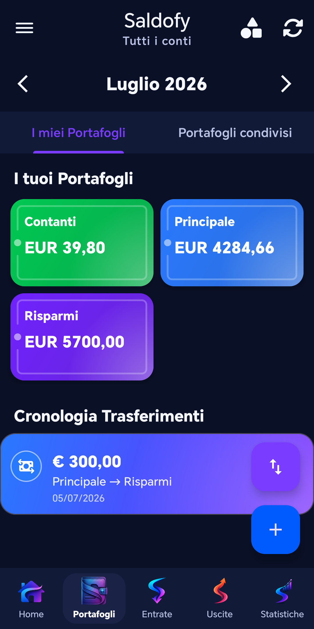 Portafogli e trasferimenti